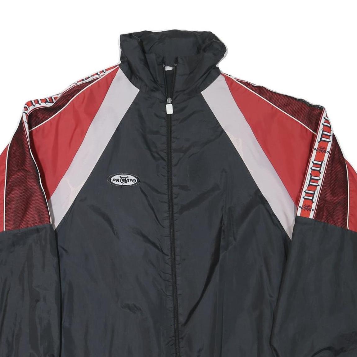Mens Black & Red Polyester Blend Track Jacket 2XL Zip Closure Retro Style