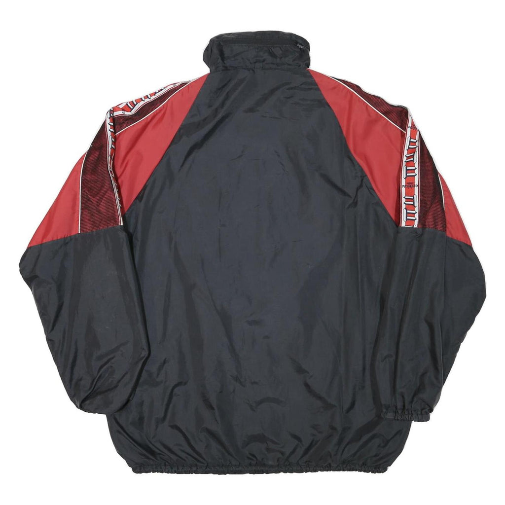 Mens Black & Red Polyester Blend Track Jacket 2XL Zip Closure Retro Style