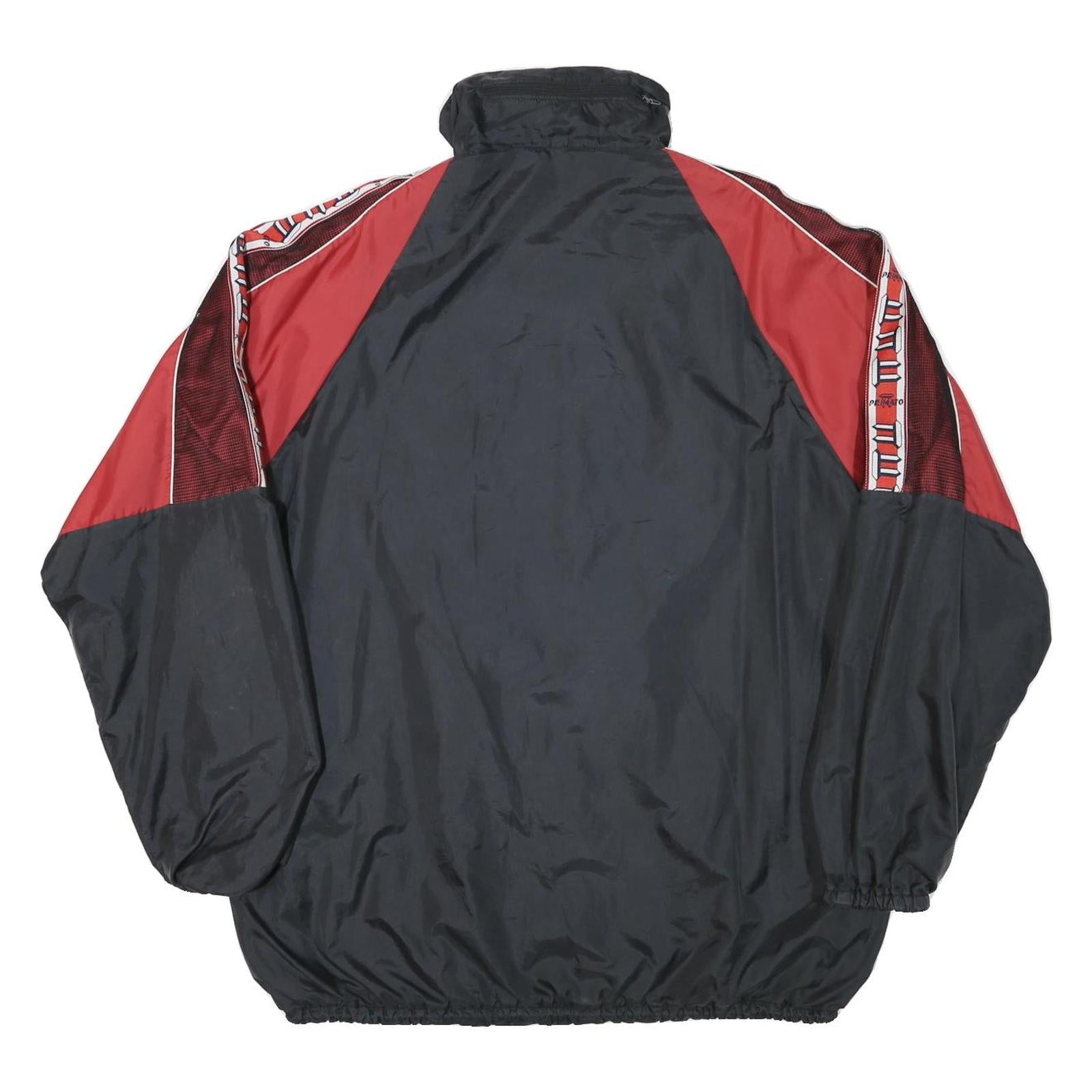 Mens Black & Red Polyester Blend Track Jacket 2XL Zip Closure Retro Style