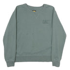 CAT Mens Green Crew Neck M Cotton Logo Sweatshirt Pullover Casual Workwear