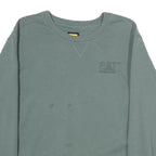 CAT Mens Green Crew Neck M Cotton Logo Sweatshirt Pullover Casual Workwear