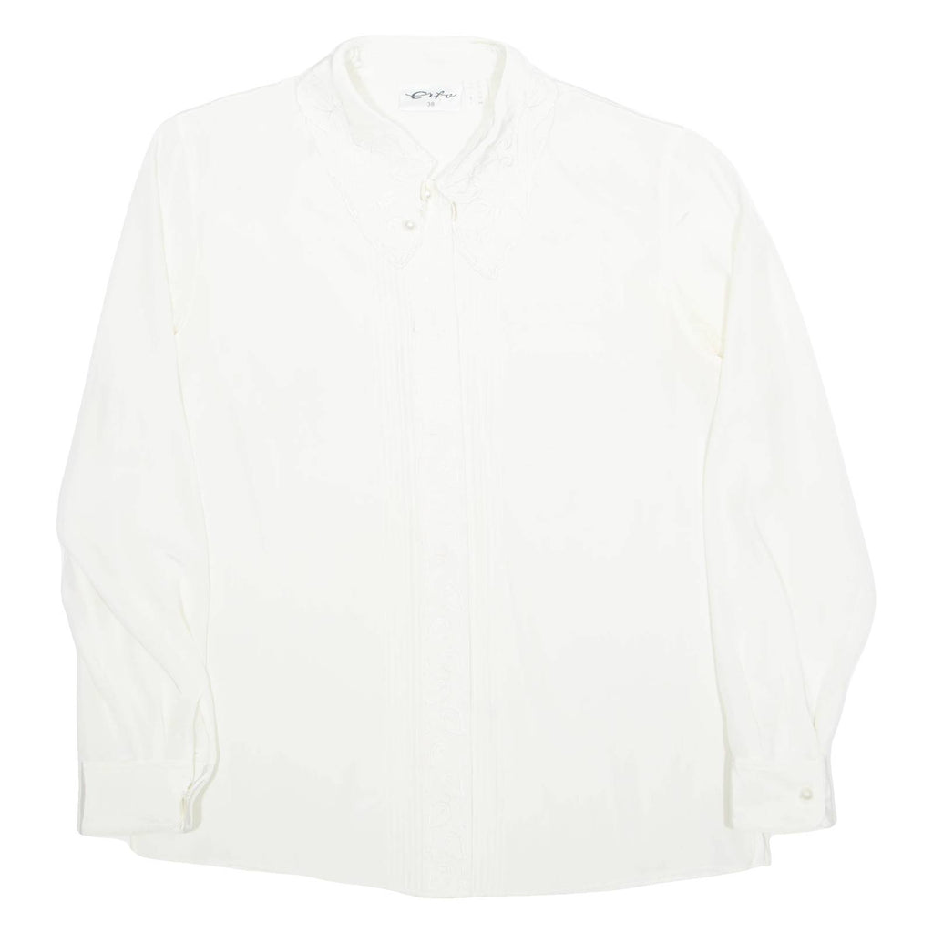 CIFU Womens Blouse Cream Collared Long Sleeve M