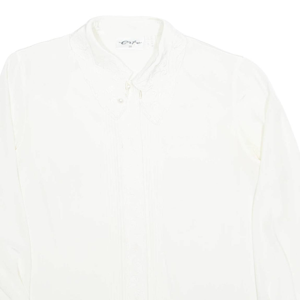 CIFU Womens Blouse Cream Collared Long Sleeve M