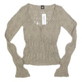 URBAN OUTFITTERS Womens Beige Patterned Jumper Scoop Neck Chunky Knit S Stylish