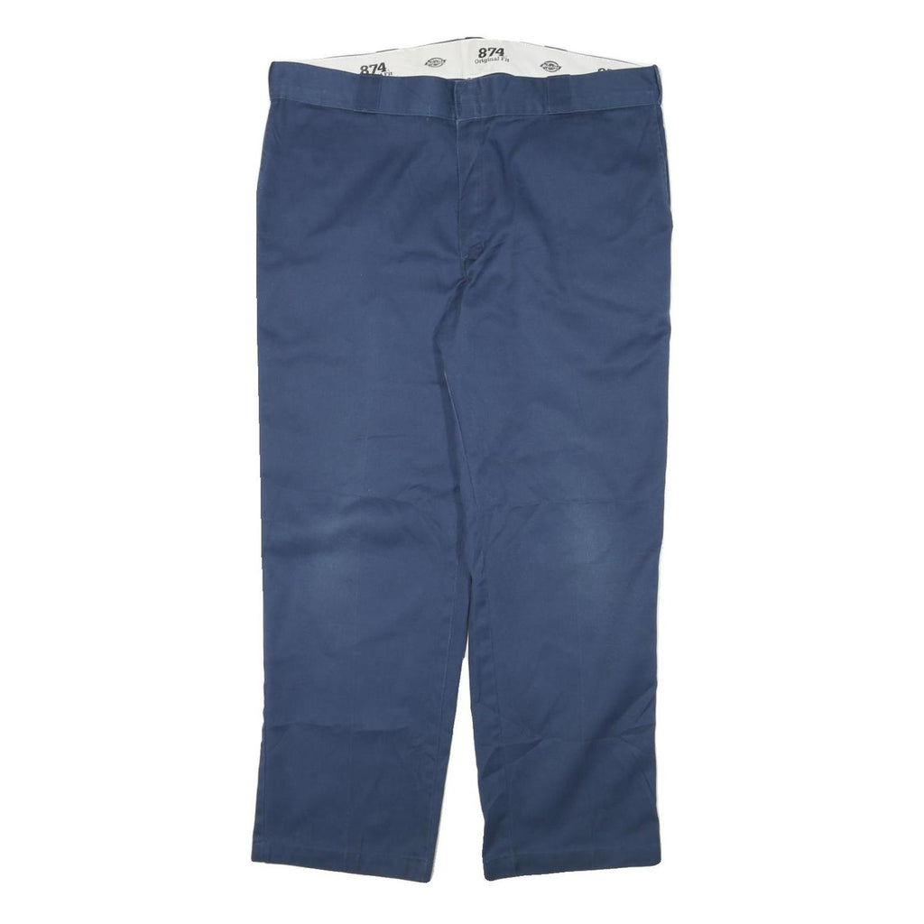 DICKIES Mens Cotton Blend Navy Regular Fit Straight Trousers W38 L29 Workwear