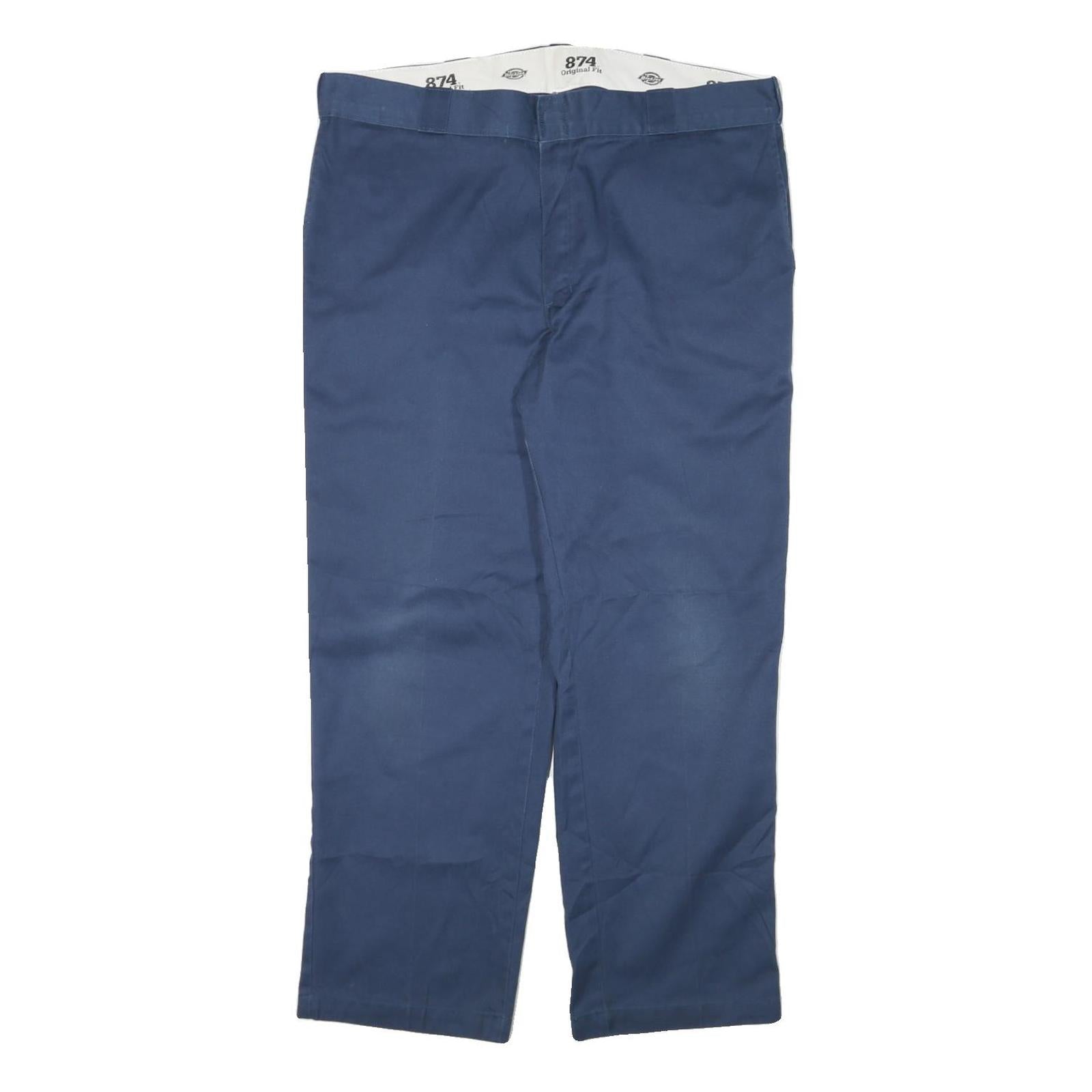 DICKIES Mens Cotton Blend Navy Regular Fit Straight Trousers W38 L29 Workwear