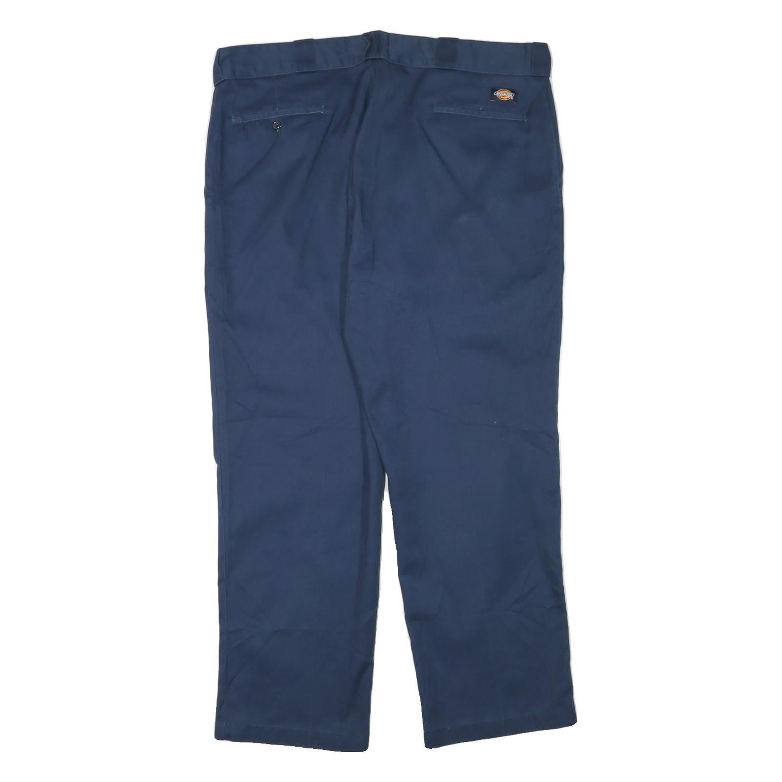 DICKIES Mens Cotton Blend Navy Regular Fit Straight Trousers W38 L29 Workwear