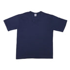 RUSSELL ATHLETIC Mens Navy Blue Graphic T-Shirt L Short Sleeve V-Neck Casual