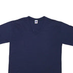 RUSSELL ATHLETIC Mens Navy Blue Graphic T-Shirt L Short Sleeve V-Neck Casual