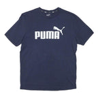 PUMA Mens Navy Blue Graphic T-Shirt L Short Sleeve Crew Neck Sportswear