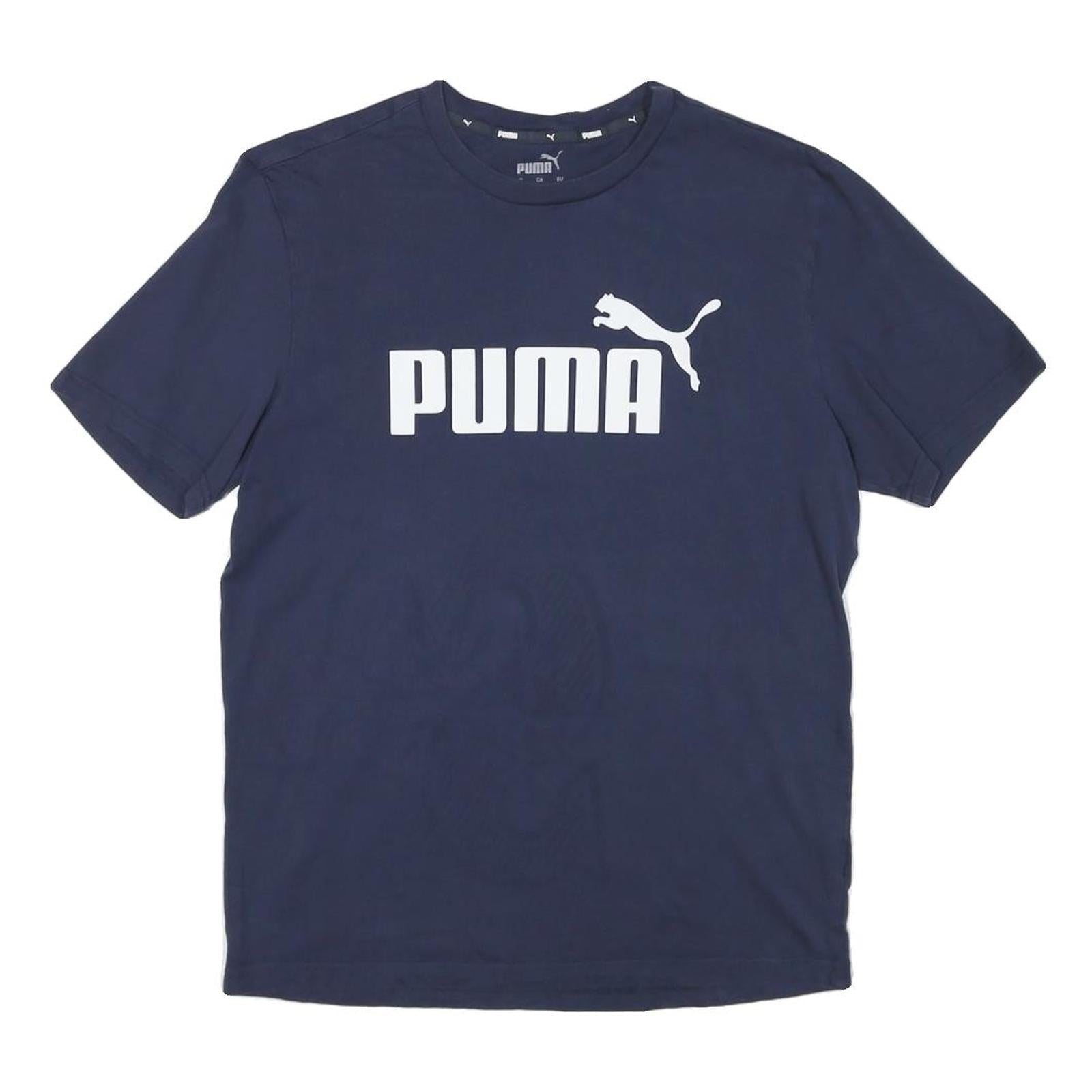 PUMA Mens Navy Blue Graphic T-Shirt L Short Sleeve Crew Neck Sportswear