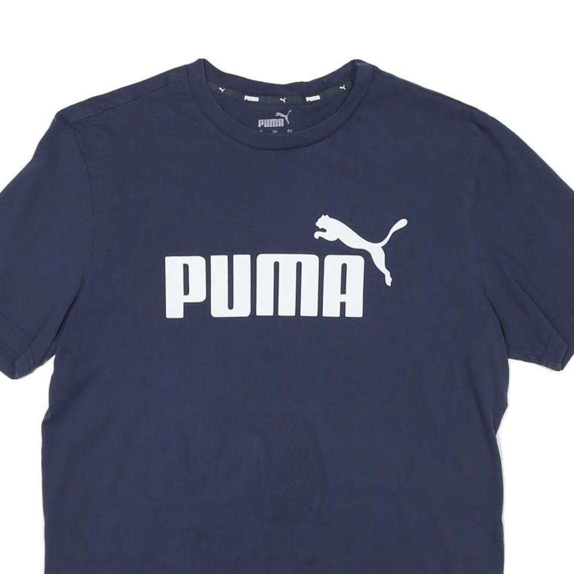 PUMA Mens Navy Blue Graphic T-Shirt L Short Sleeve Crew Neck Sportswear