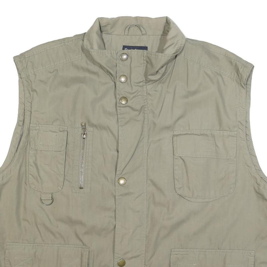 PORT LOUIS Mens Beige Utility Jacket 2XL Polyester Blend Zip Casual Outdoor