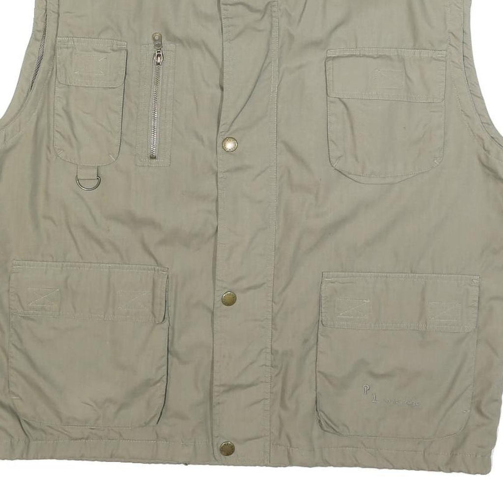 PORT LOUIS Mens Beige Utility Jacket 2XL Polyester Blend Zip Casual Outdoor