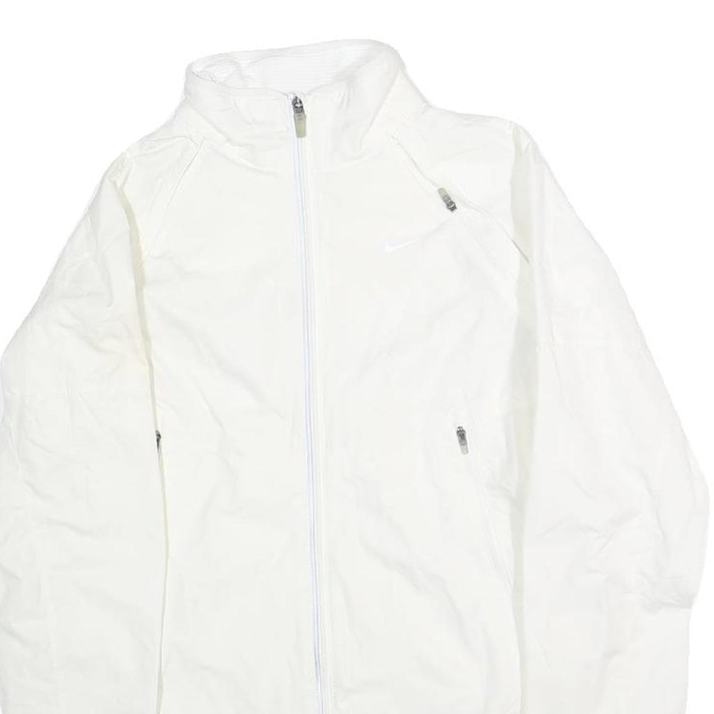 NIKE Mens White Jacket S Polyester Plain Zip Sportswear Lightweight Trail