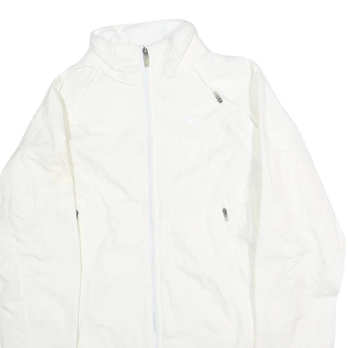 NIKE Mens White Jacket S Polyester Plain Zip Sportswear Lightweight Trail