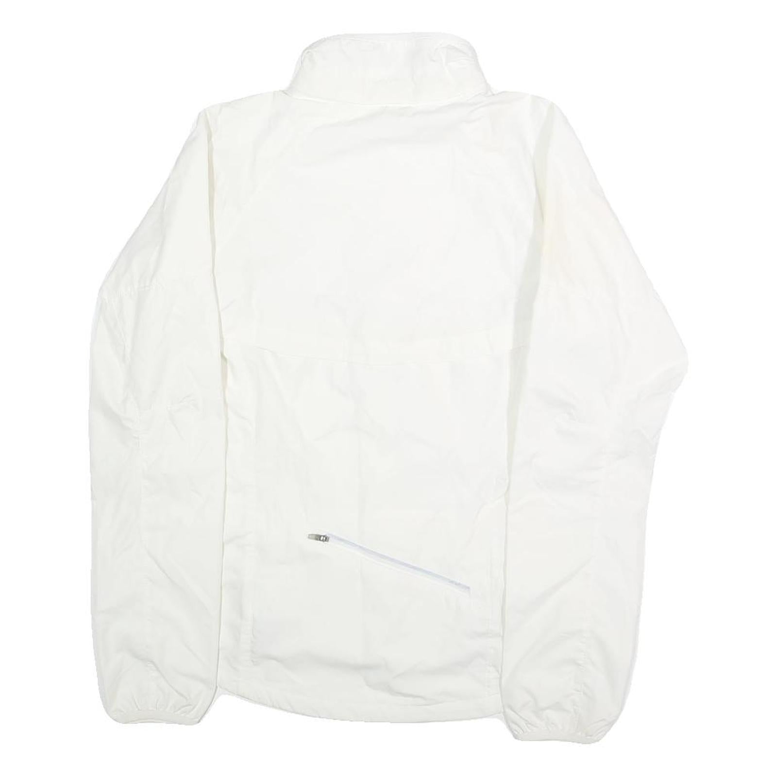 NIKE Mens White Jacket S Polyester Plain Zip Sportswear Lightweight Trail