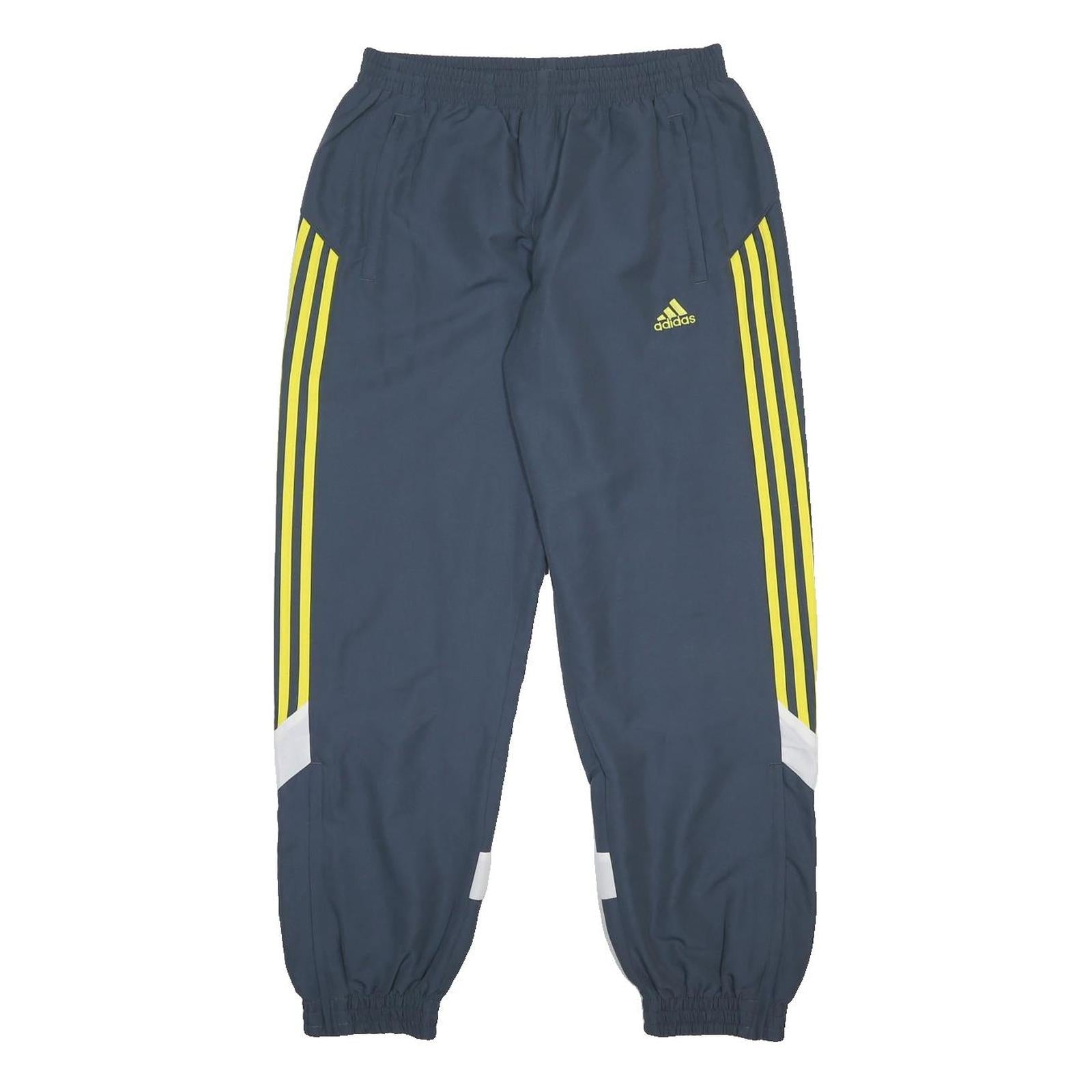 ADIDAS Mens Joggers Blue & Yellow Regular Tapered M W30 L30 Sportswear Pants