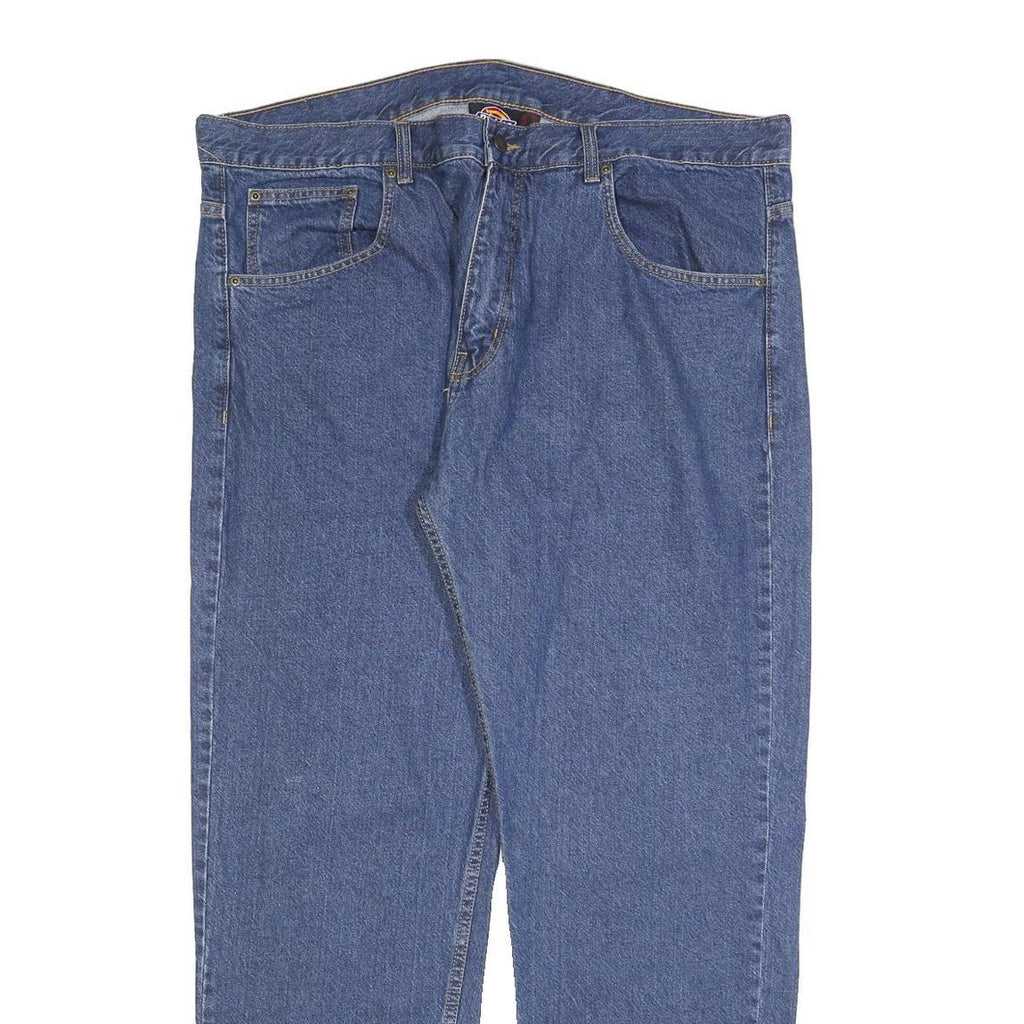 DICKIES Mens Regular Fit Blue Denim Jeans W42 L30 Zip Closure Casual Workwear