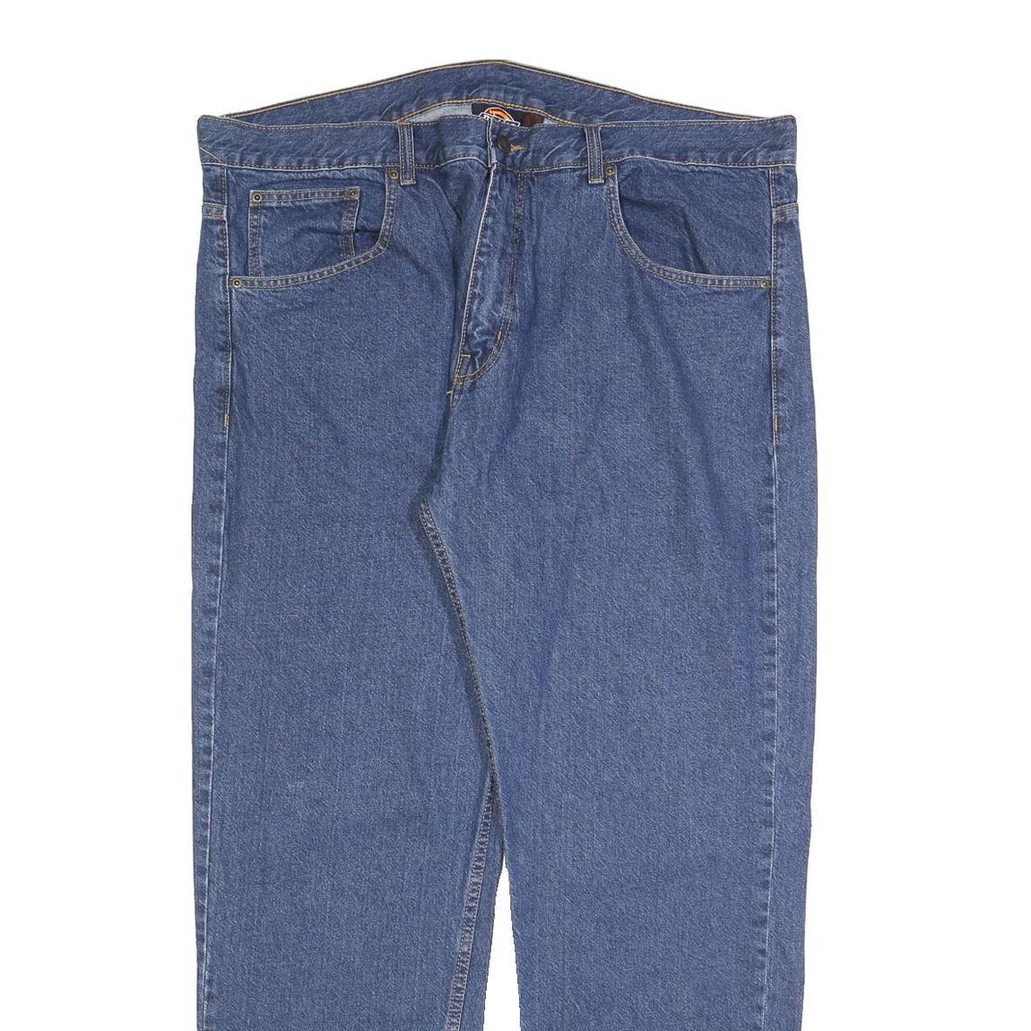 DICKIES Mens Regular Fit Blue Denim Jeans W42 L30 Zip Closure Casual Workwear