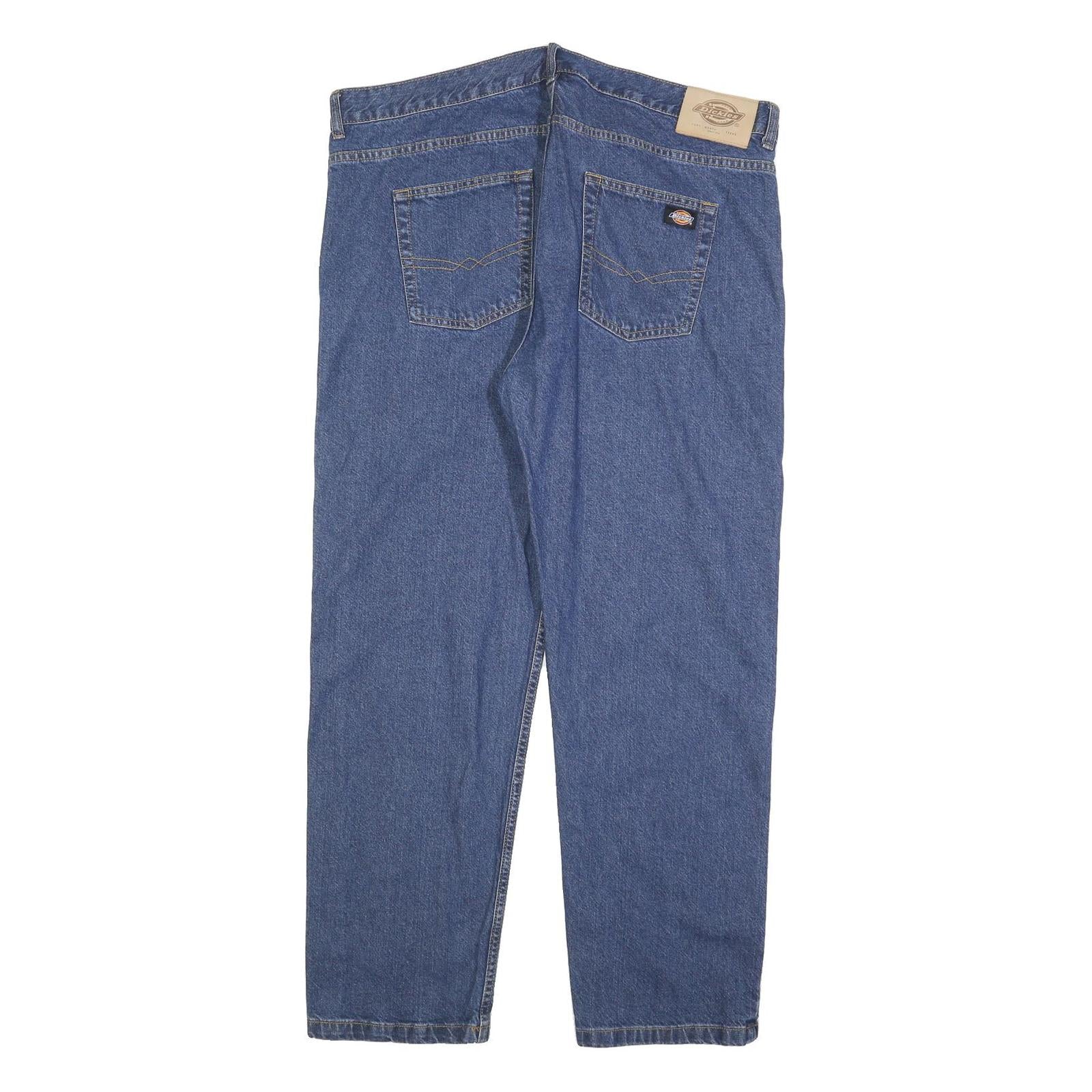 DICKIES Mens Regular Fit Blue Denim Jeans W42 L30 Zip Closure Casual Workwear