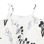GUESS Womens White Black Floral Printed Cropped Sleeveless Scoop Neck Top S