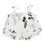 GUESS Womens White Black Floral Printed Cropped Sleeveless Scoop Neck Top S