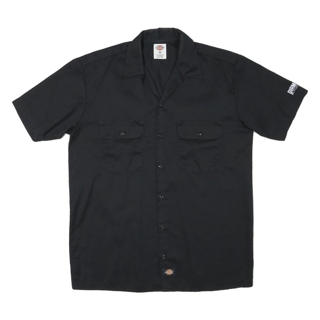 DICKIES Mens Black Work Shirt Cotton Blend M Two Pockets Short Sleeve