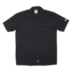 DICKIES Mens Black Work Shirt Cotton Blend M Two Pockets Short Sleeve
