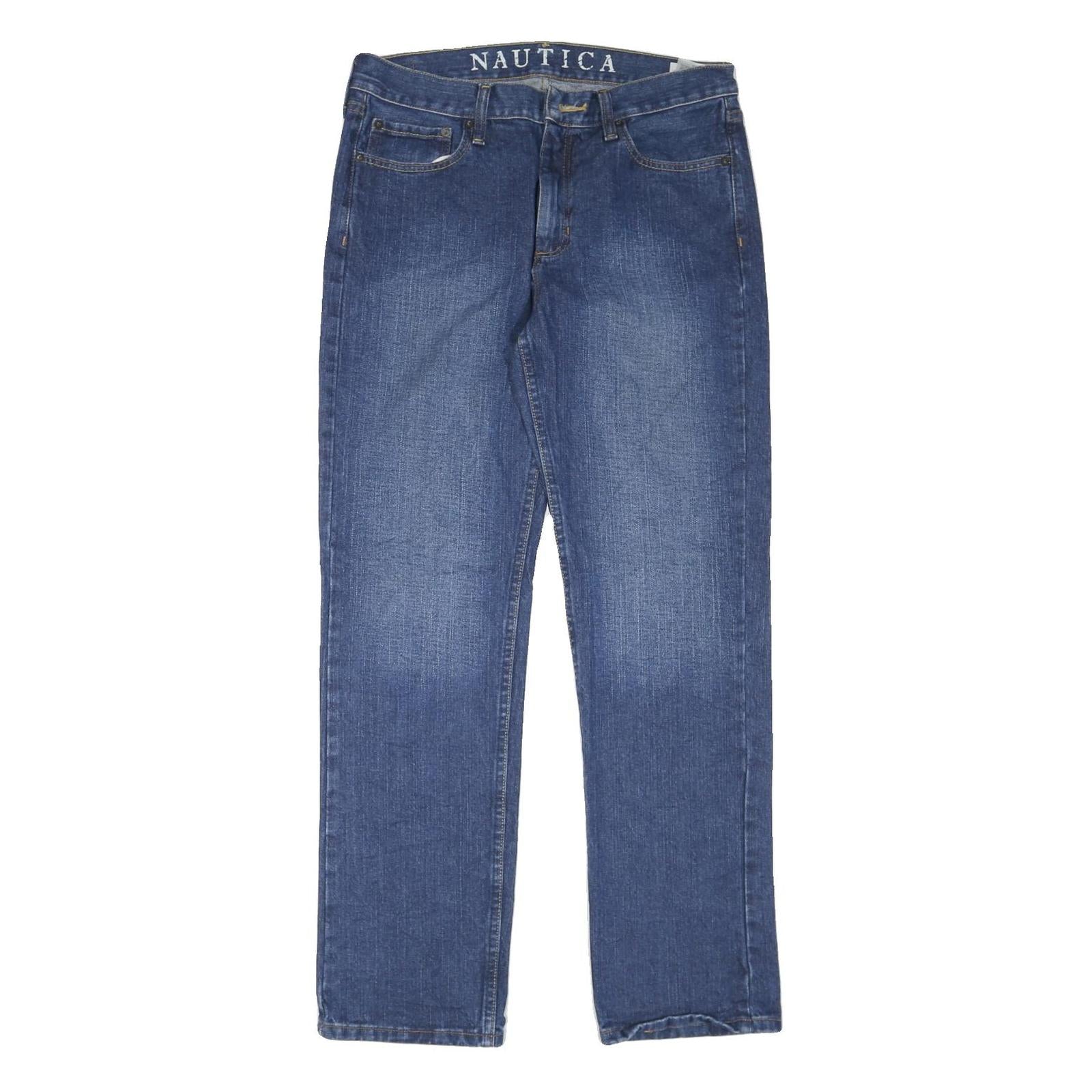 NAUTICA Mens Jeans Blue Regular Straight Denim W32 L33 Classic Zip Pocket