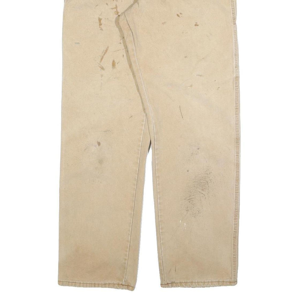 DICKIES Mens Relaxed Beige Cotton Blend Jeans W34 L34 Workwear Zip Closure