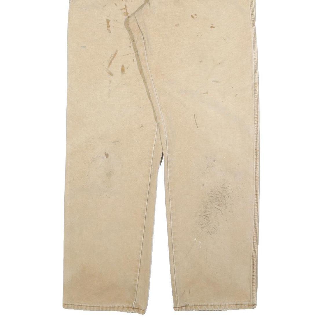 DICKIES Mens Relaxed Beige Cotton Blend Jeans W34 L34 Workwear Zip Closure