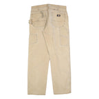 DICKIES Mens Relaxed Beige Cotton Blend Jeans W34 L34 Workwear Zip Closure