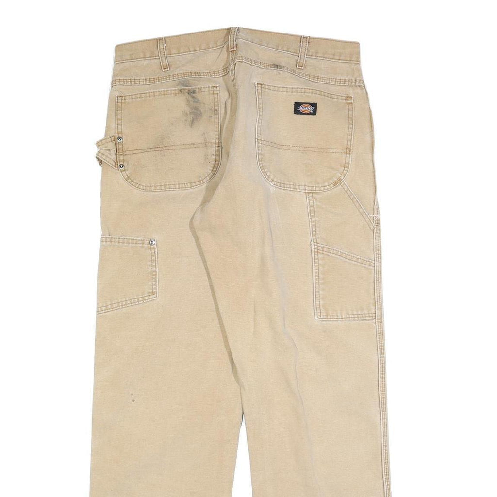 DICKIES Mens Relaxed Beige Cotton Blend Jeans W34 L34 Workwear Zip Closure