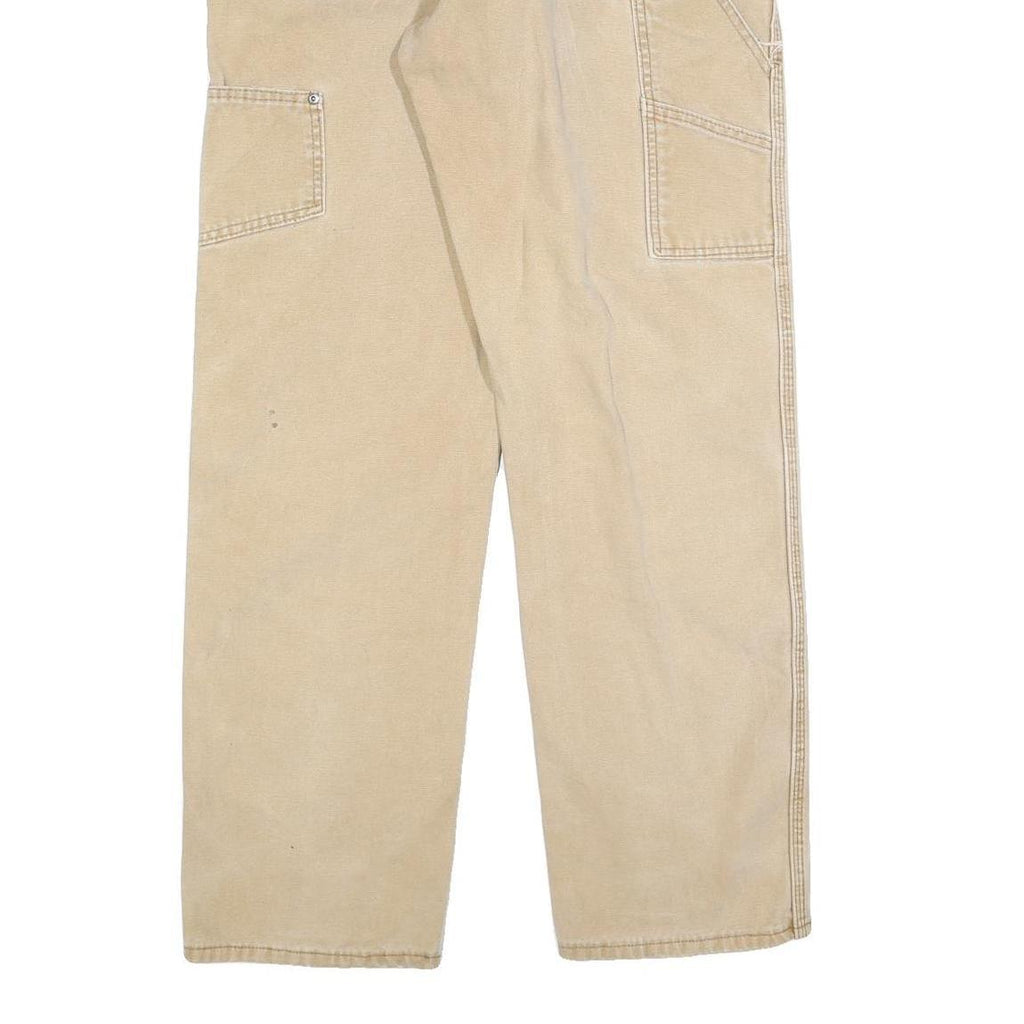 DICKIES Mens Relaxed Beige Cotton Blend Jeans W34 L34 Workwear Zip Closure