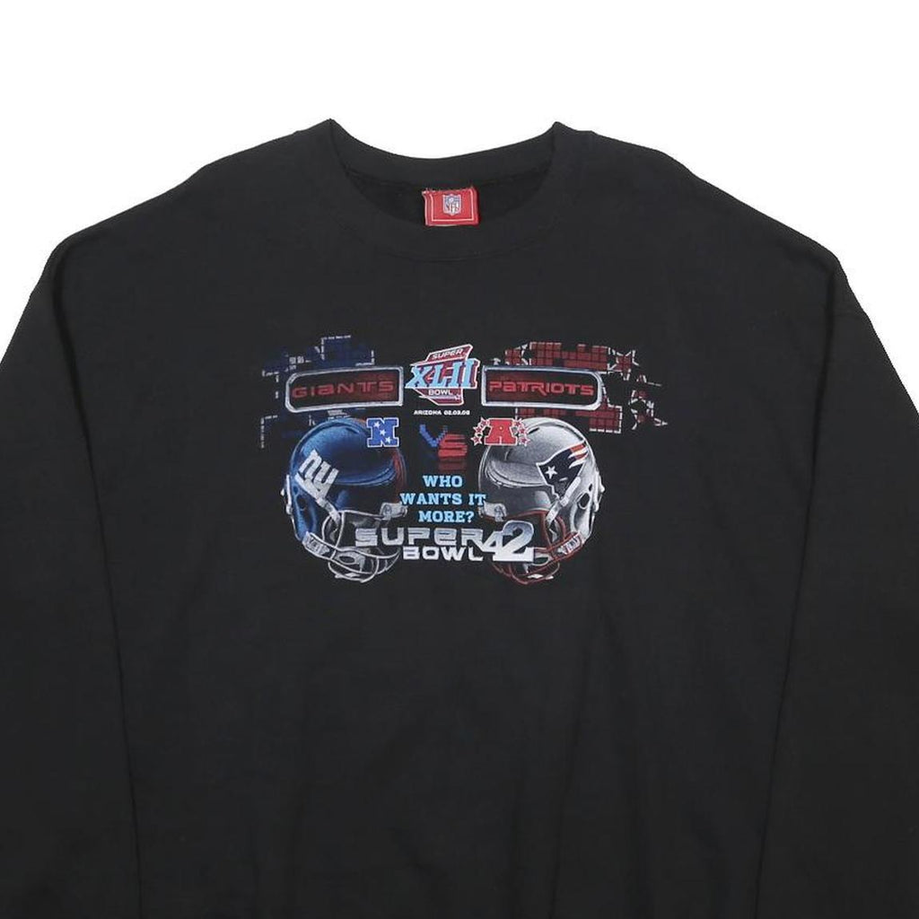 NFL Mens Black Super Bowl XLII Crew Neck XL Sweatshirt NFL Football Graphic