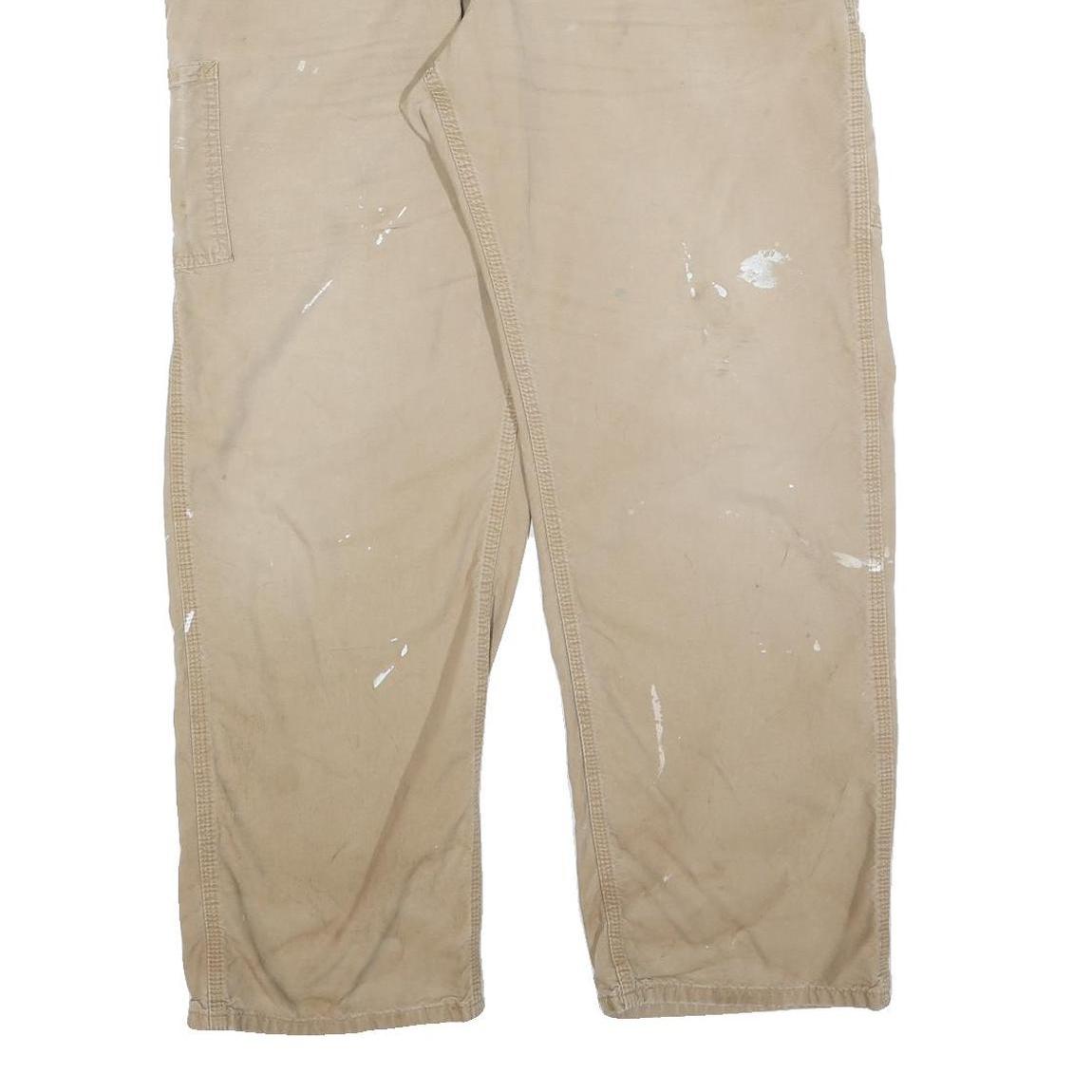 CARHARTT Mens Relaxed Beige Workwear Trousers W38 L32 Cotton Blend Zip
