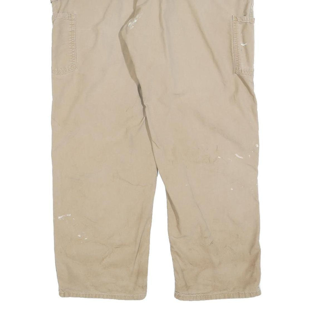 CARHARTT Mens Relaxed Beige Workwear Trousers W38 L32 Cotton Blend Zip