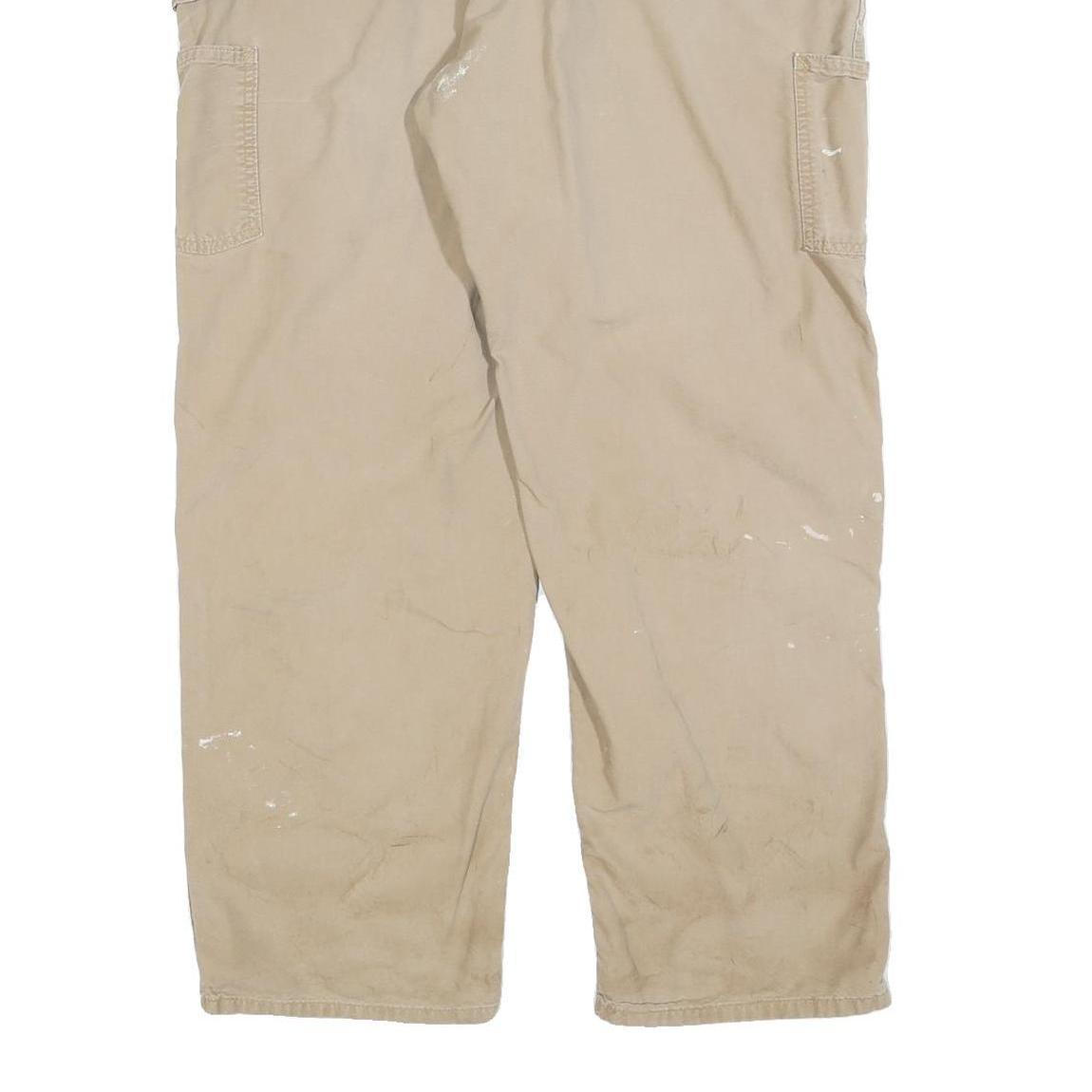 CARHARTT Mens Relaxed Beige Workwear Trousers W38 L32 Cotton Blend Zip