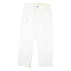 DICKIES Mens Cotton Blend White Regular Straight Trousers W33 L30 Workwear