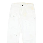 DICKIES Mens Cotton Blend White Regular Straight Trousers W33 L30 Workwear