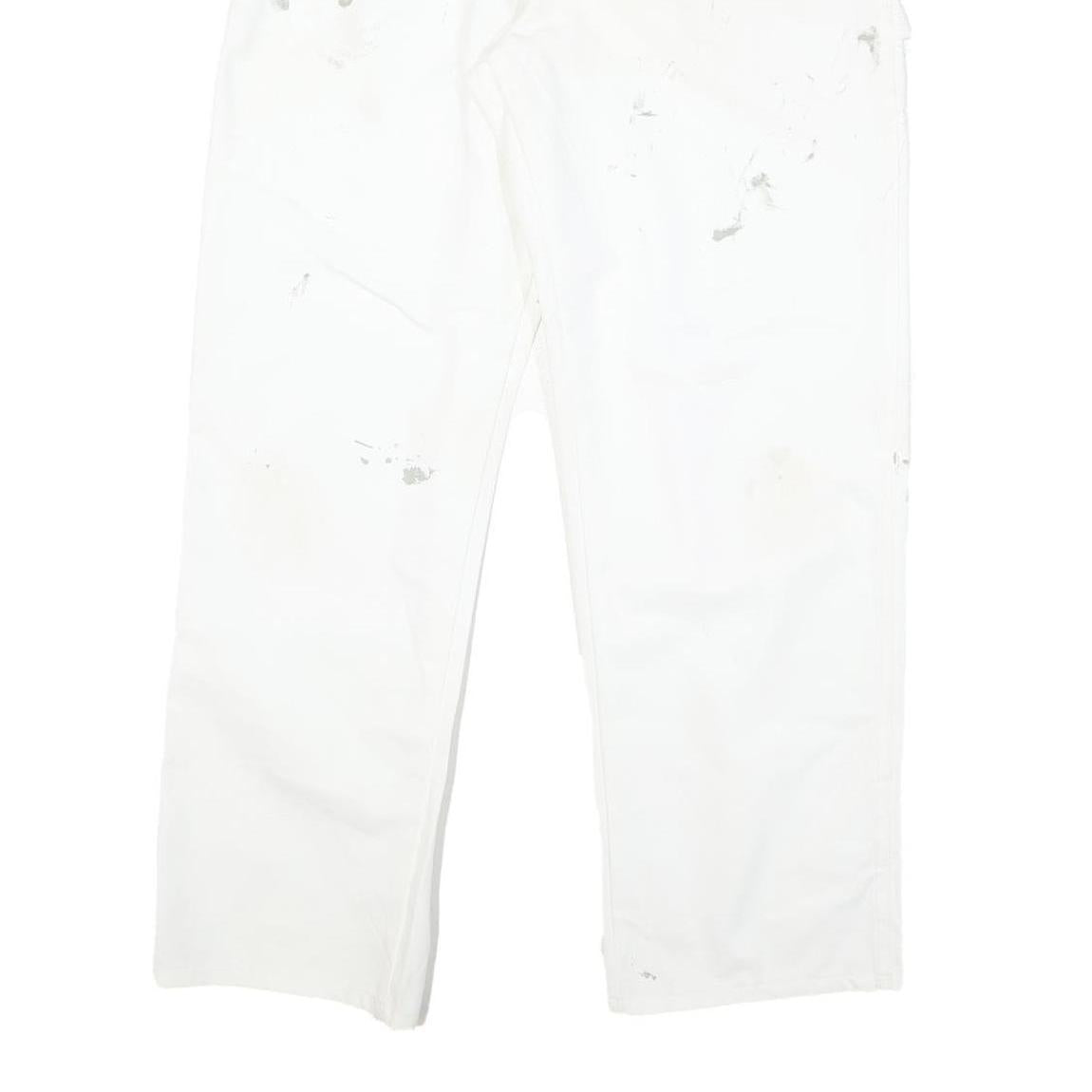 DICKIES Mens Cotton Blend White Regular Straight Trousers W33 L30 Workwear