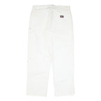 DICKIES Mens Cotton Blend White Regular Straight Trousers W33 L30 Workwear