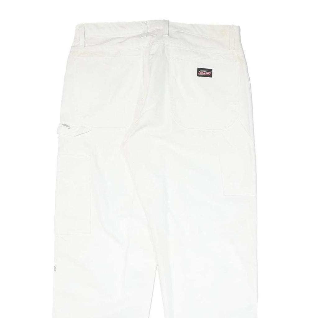 DICKIES Mens Cotton Blend White Regular Straight Trousers W33 L30 Workwear