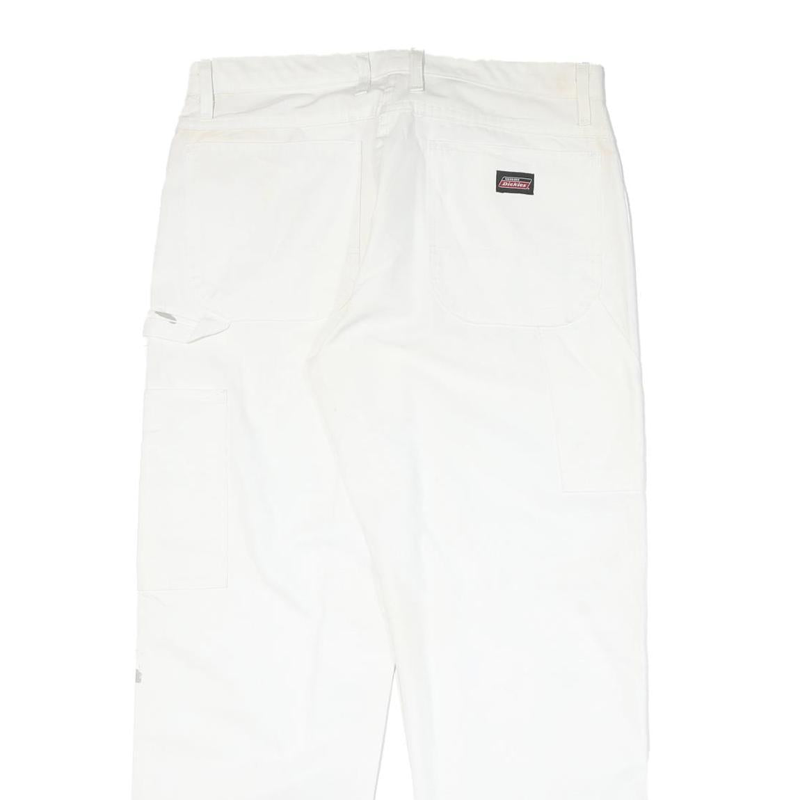 DICKIES Mens Cotton Blend White Regular Straight Trousers W33 L30 Workwear