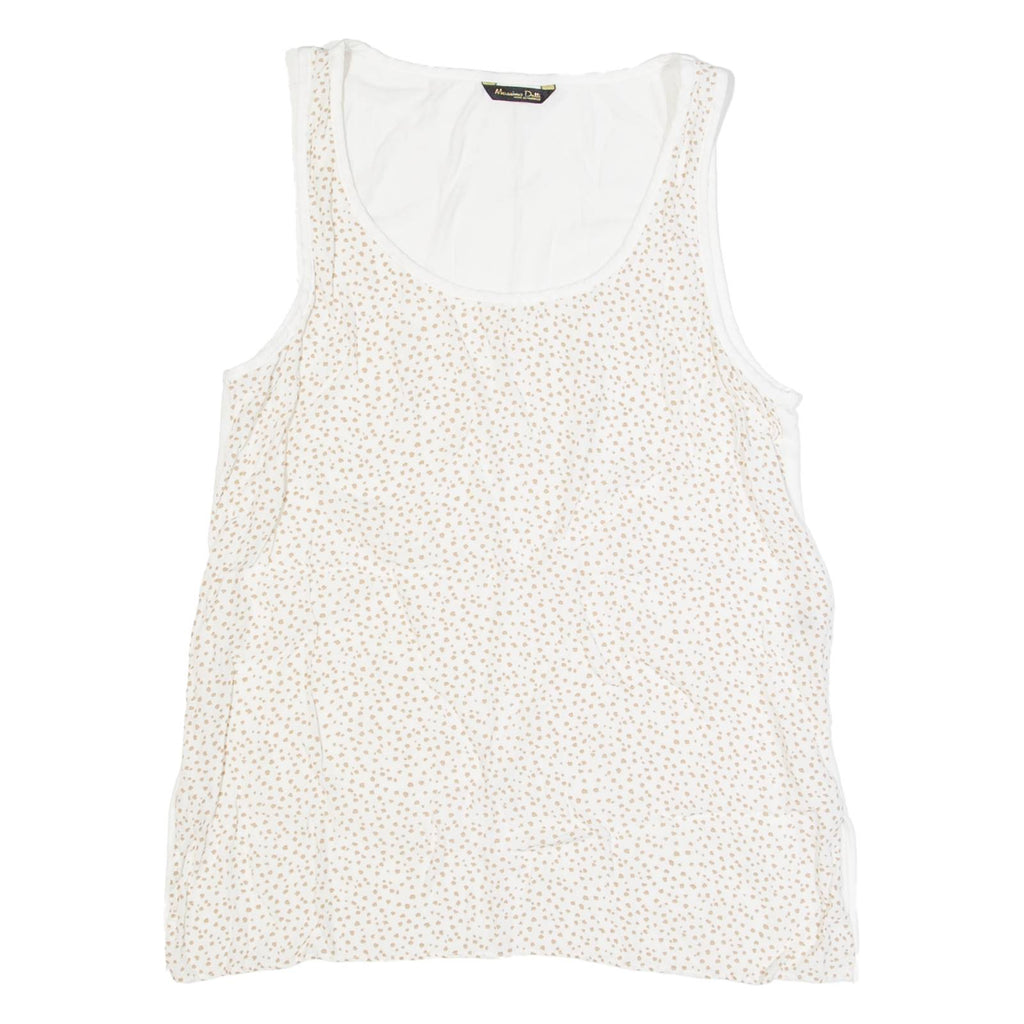 MASSIMO DUTTI Womens Printed Vest Beige Sleeveless Spotted XS