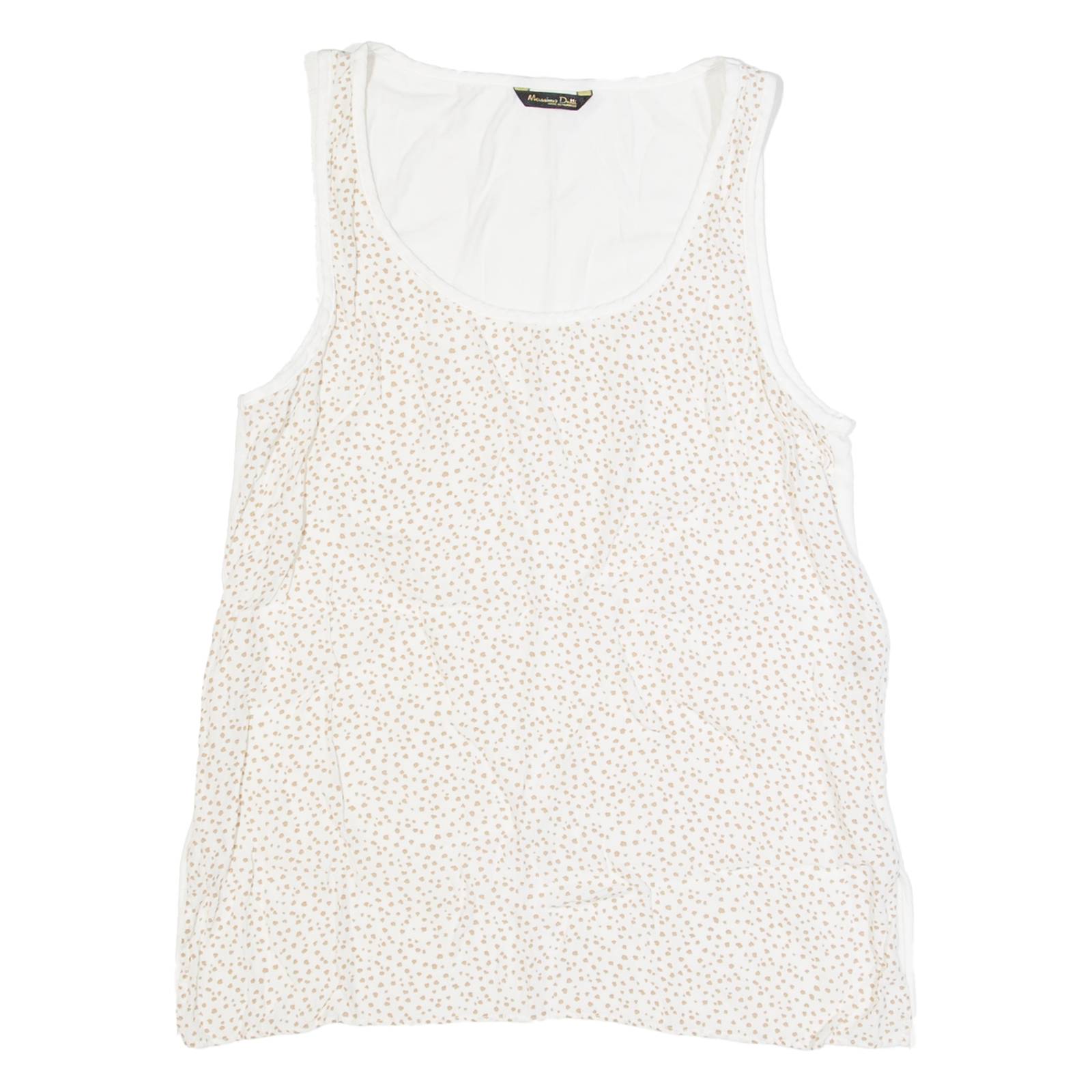 MASSIMO DUTTI Womens Printed Vest Beige Sleeveless Spotted XS
