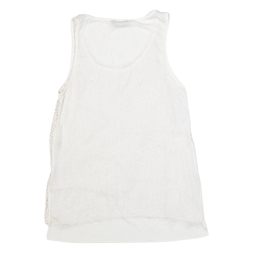 MASSIMO DUTTI Womens Printed Vest Beige Sleeveless Spotted XS