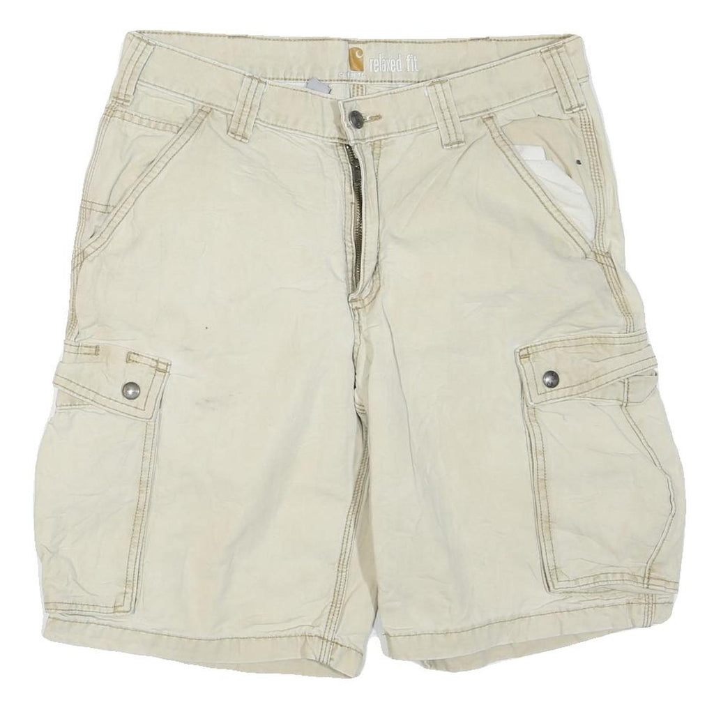 CARHARTT Mens Shorts Beige Relaxed Fit Cargo M W32 Durable Cotton Blend