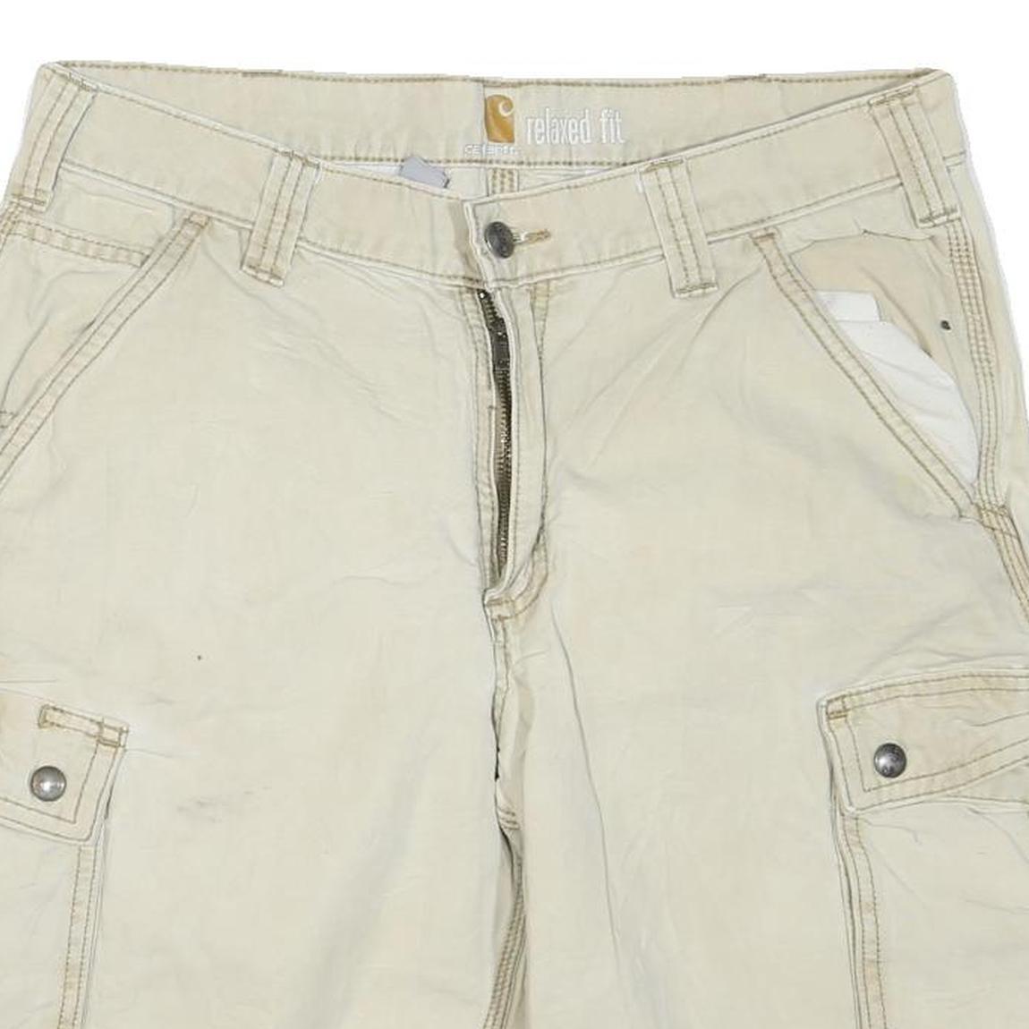 CARHARTT Mens Shorts Beige Relaxed Fit Cargo M W32 Durable Cotton Blend